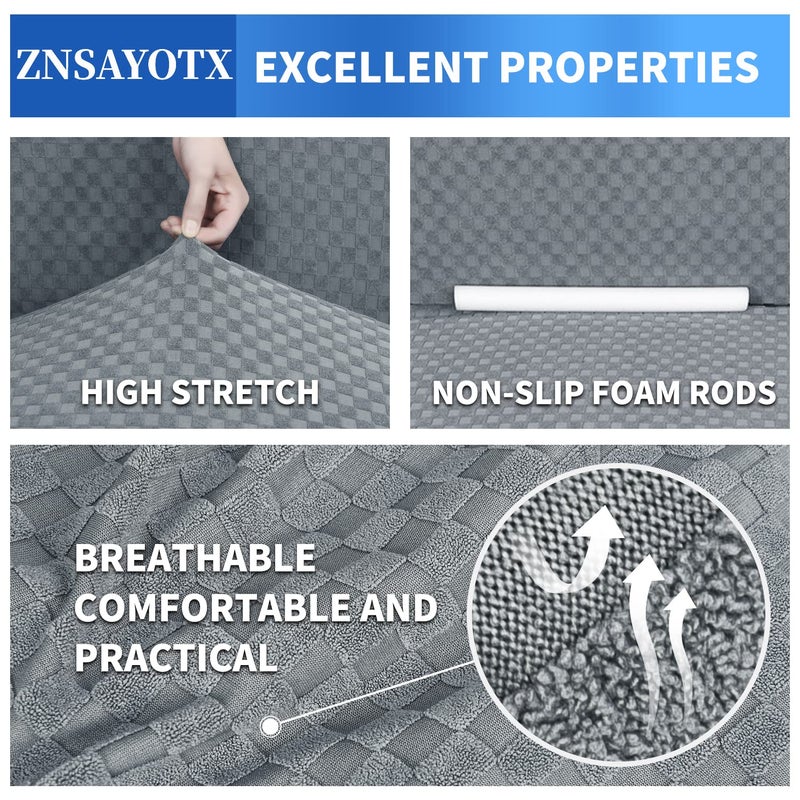 ZNSAYOTX 1 Piece Jacquard Chair Slipcovers for Living Room High Stretch Chair Covers with Arms Anti Slip Pets Friendly Couch Sofa Armchair Cover Furniture Protector (Chair, Light Grey) - Image 4